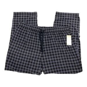 Nordstrom Grey Grisaille Mini Buffalo Plaid Fleece Pajama Pant Size 2XL NWT